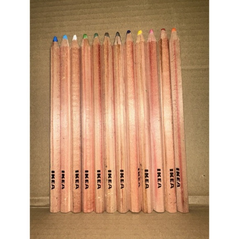 Lot of 12 Used Ikea Colored‎ Pencils Thick